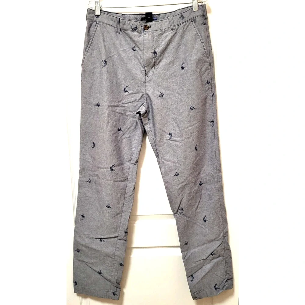 IZOD Blue Chino Marlin Pants Straight Leg Men 34x34 Beach Life